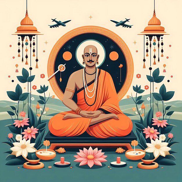 Photo shri madhvacharya jayanti flat illustration