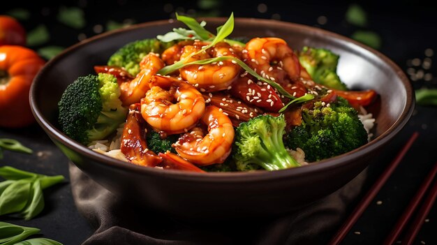 Shrimp and Broccoli Bowl recipe Generative AI