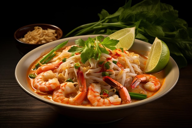 Shrimp Pad Thai Soup thai Food Photography