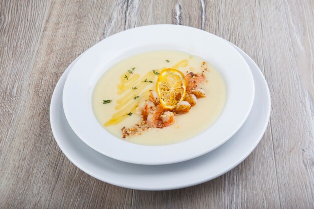 shrimp soup with shrimp puree