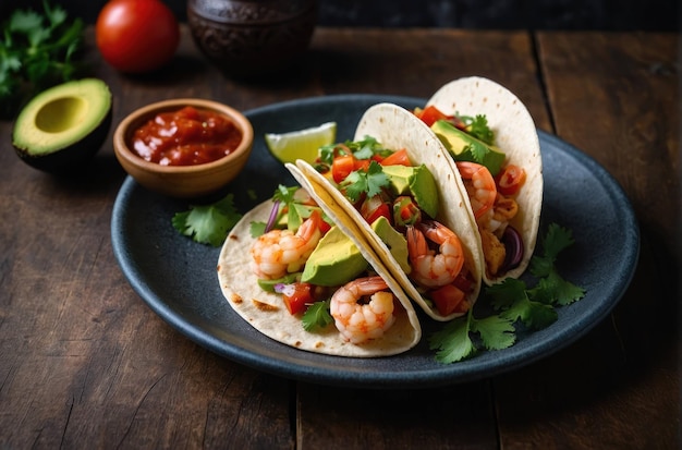 Shrimp Tacos on a Slate Plate