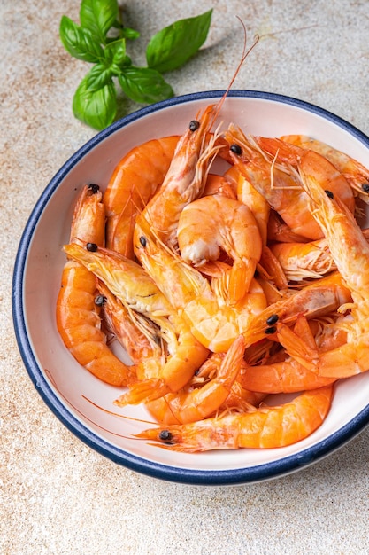 shrimps fresh prawn seafood delicious snack healthy meal food snack diet on the table copy space