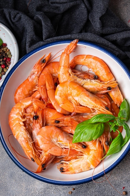 shrimps fresh prawn seafood delicious snack healthy meal food snack diet on the table copy space