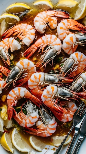 Shrimps heap of shrimps on the dish