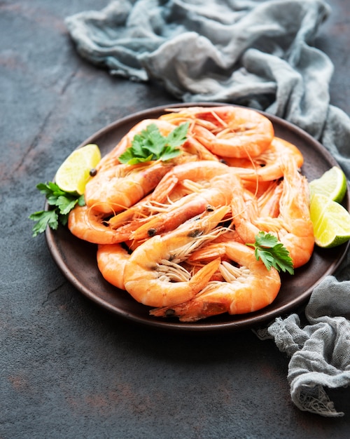 Shrimps served on a plate