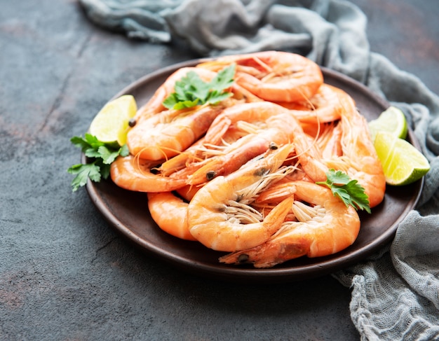 Shrimps served on a plate