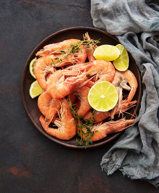 Shrimps served on a plate