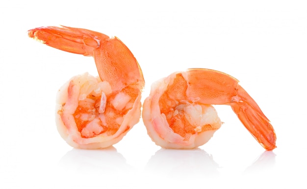 Shrimps on white background