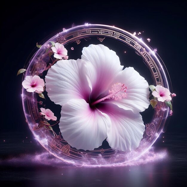 Shrub Althaea flower in glass orb