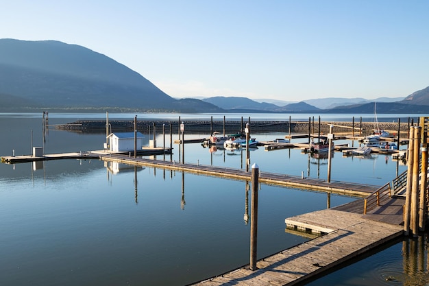 Shuswap Lake, Salmon Arm Wharf, Canada at sunset