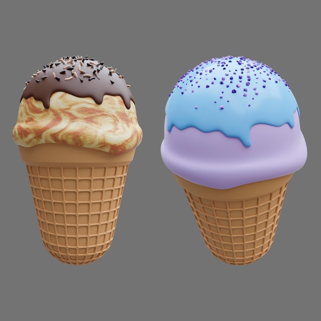 Photo shutter stock images ice cream cone 3d illustration on grey transparent background 2