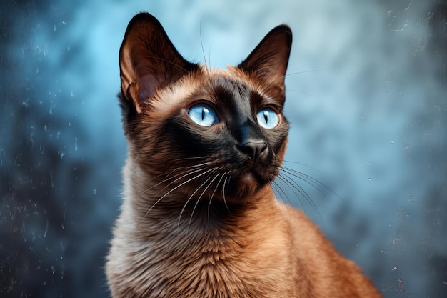 Siamese cat on a black isolated background AI Generated