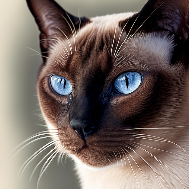 A siamese cat with blue eyes is shown.