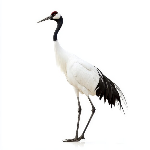 Photo siberian crane standing elegantly against white background