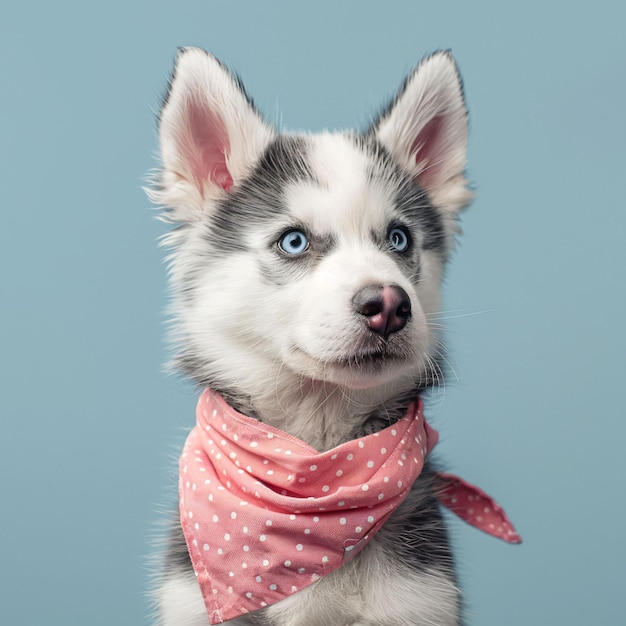 Siberian Husky Puppy with Bandana