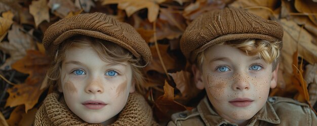 Siblings donning imaginative Halloween attire playful spirit