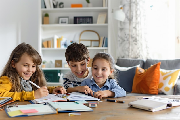 Siblings Sharing Desk in Virtual Learning