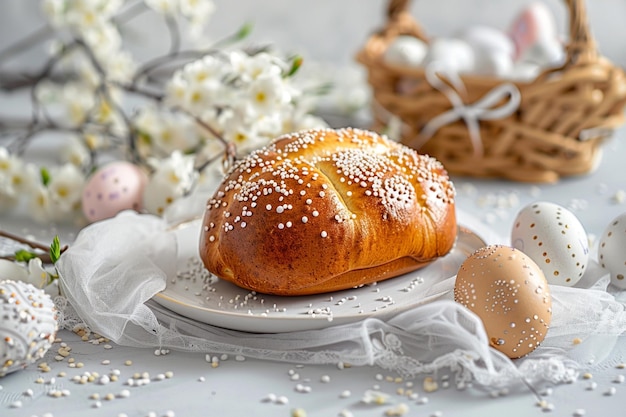 Photo sicilian easter bread egg shape