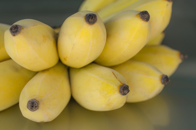 Side view of glittering yellow banana