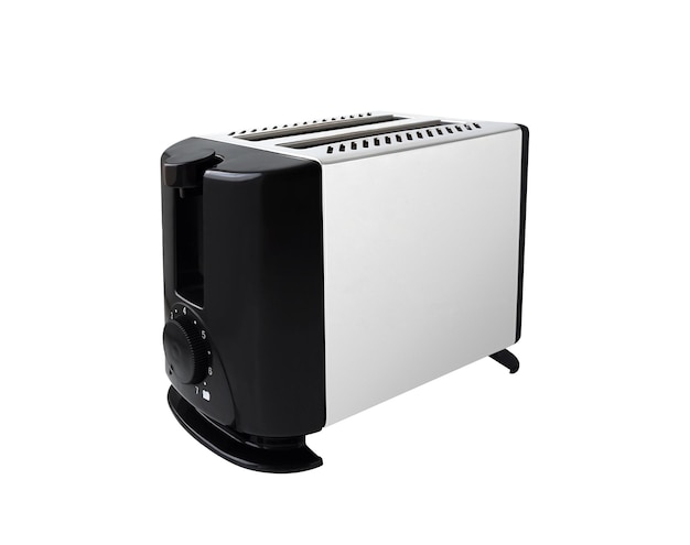 Side view of pop-up toaster isolated on white background. Electric appliance for making bread toasts