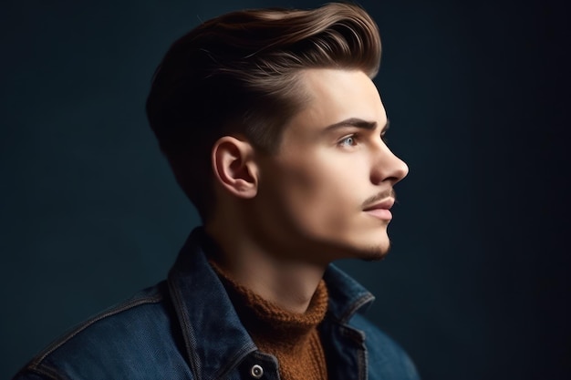 Side view portrait of thinking stylish young man looking away