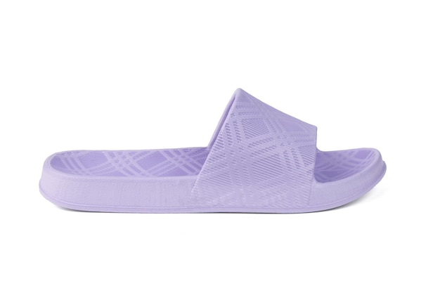 Side view of a purple slipper isolated on a white background