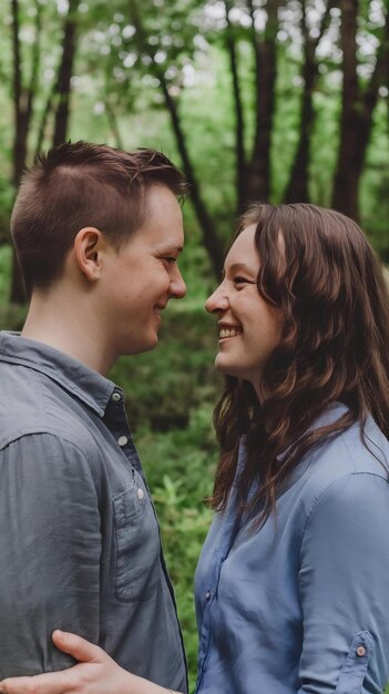 Side view smiley queer couple