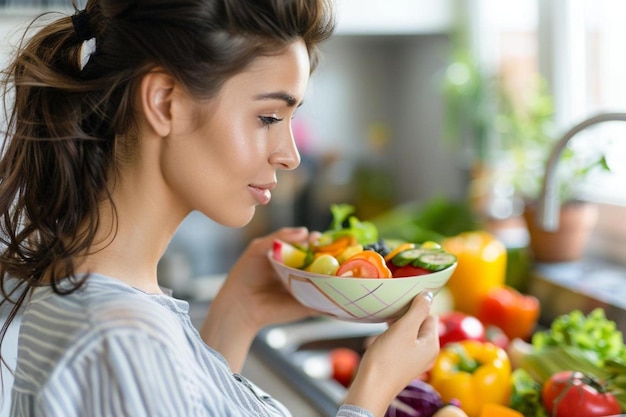 Side view women eating at home