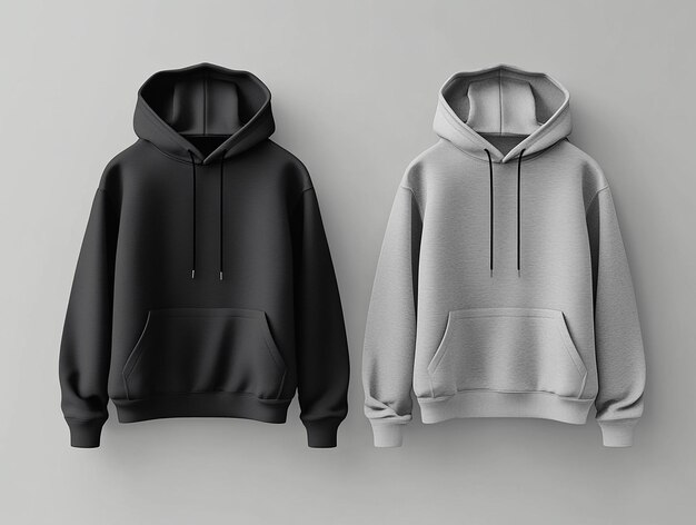 SidebySide Hoodie Mockup Front and Back in Black