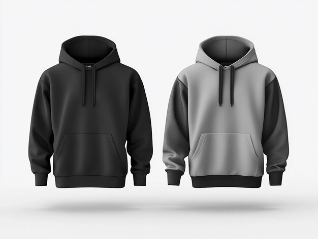 SidebySide Hoodie Mockup Front and Back in Black