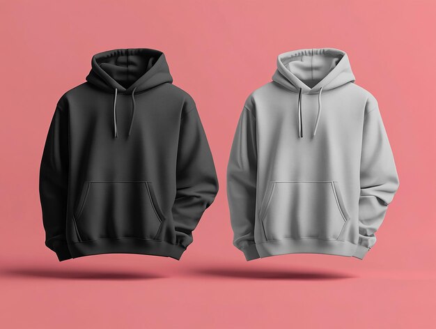 SidebySide Hoodie Mockup Front and Back in Black