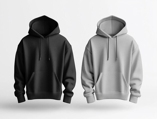 SidebySide Hoodie Mockup Front and Back in Black