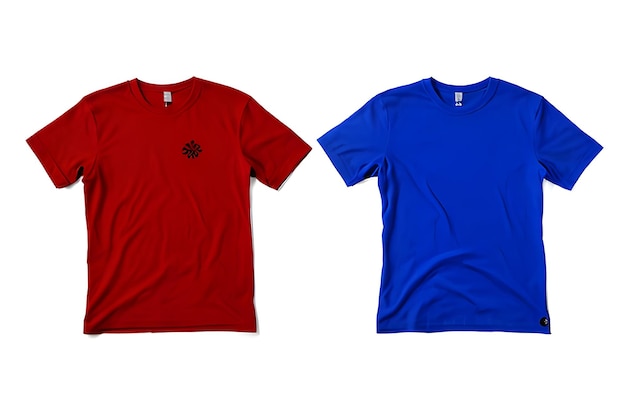 SidebySide Red and Blue Plain TShirts on White Background