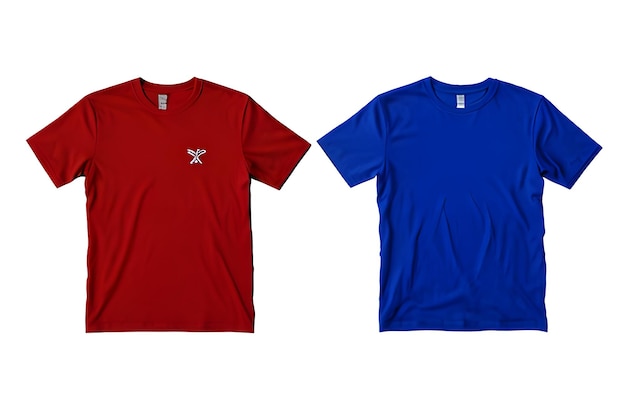 SidebySide Red and Blue Plain TShirts on White Background