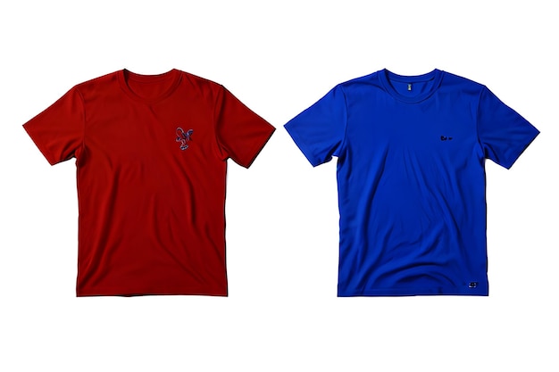 SidebySide Red and Blue Plain TShirts on White Background