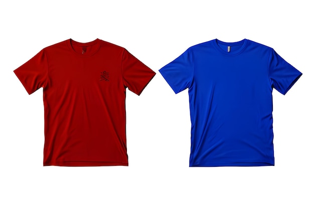 SidebySide Red and Blue Plain TShirts on White Background