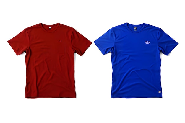 SidebySide Red and Blue Plain TShirts on White Background