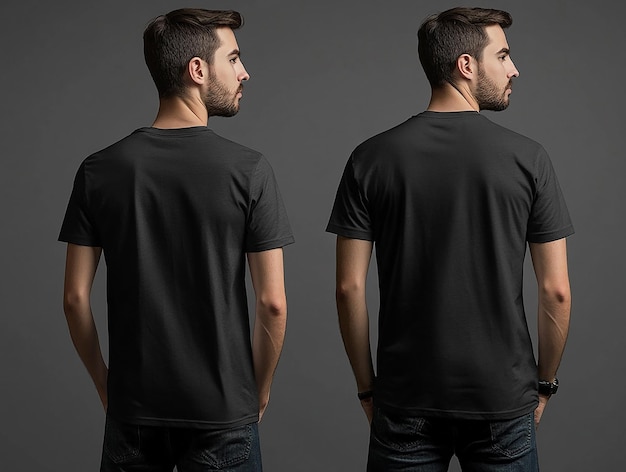 Photo sidebyside shortsleeve tshirt mockup front and back