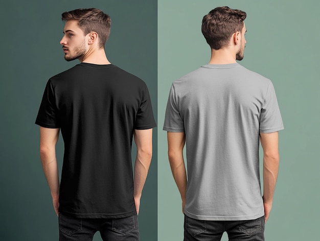 Photo sidebyside shortsleeve tshirt mockup front and back