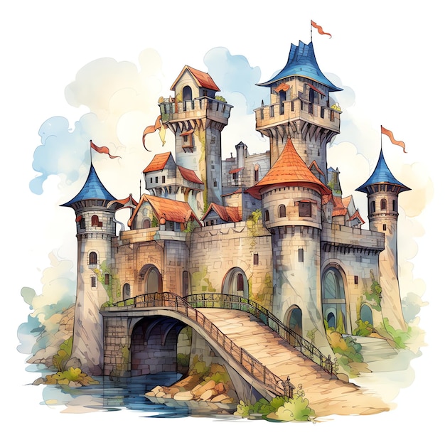 Siege Medieval watercolor fantasy