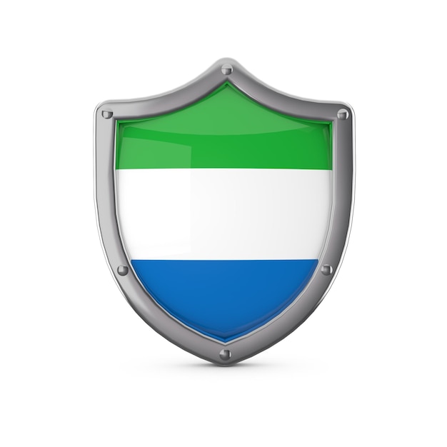 Sierra leone security concept metal shield shape with national flag