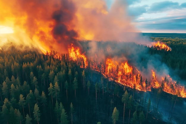 a sight of an endless whirlwind of the forest fire