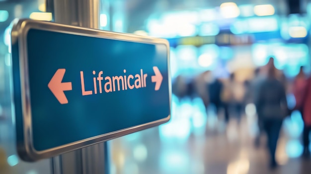 Photo a sign in an airport or train station indicating direction for lifamicalr