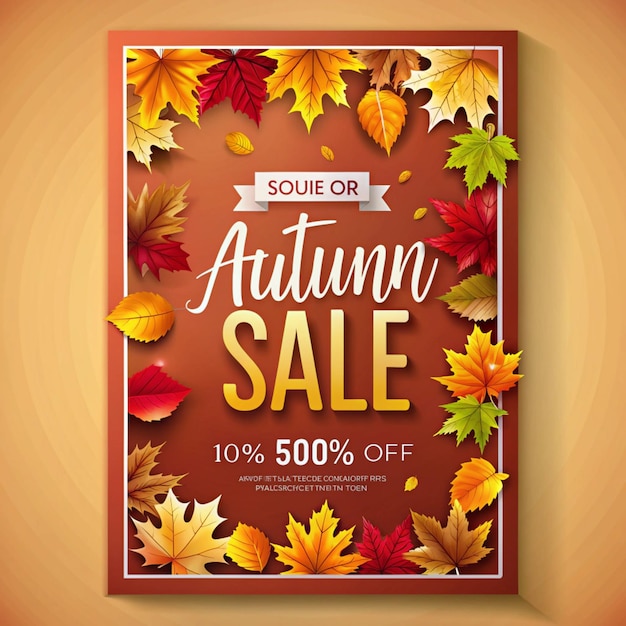 Photo a sign for autumn sale with autumn leaves on it