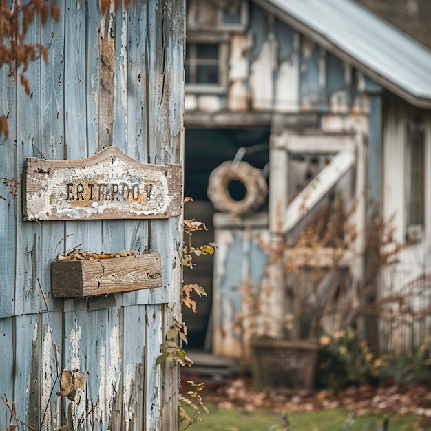 a sign on a blue house that says  energi