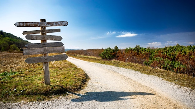 a sign on a dirt road that says  the road to the top