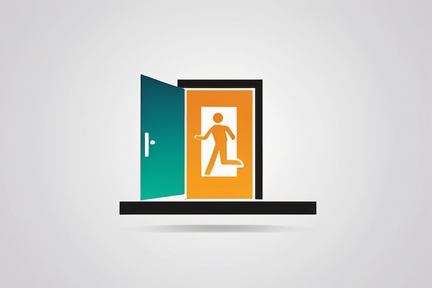 Photo sign and exit door icon vector illustration