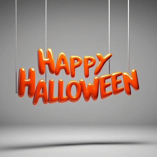 Photo a sign for happy halloween hanging from a string