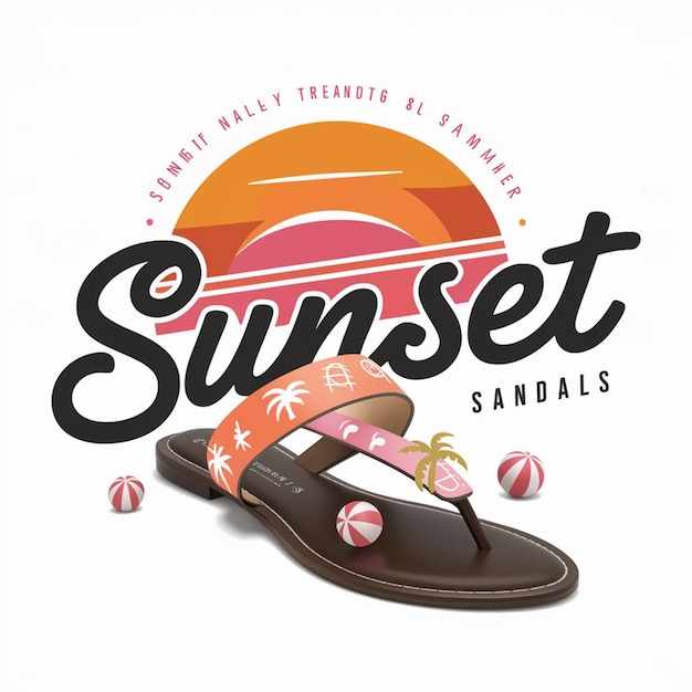 a sign for sunbats and sandals with a beach scene on the top