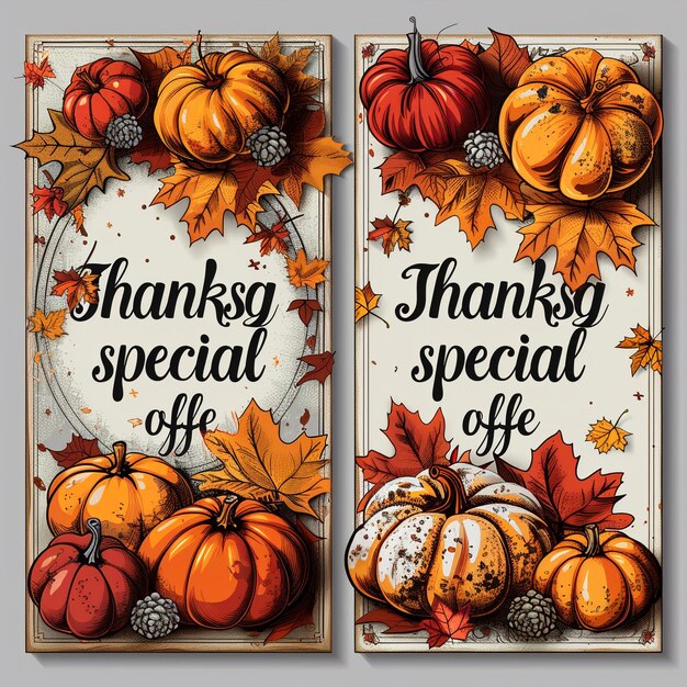 Photo a sign for thanksgiving special with pumpkins and berries